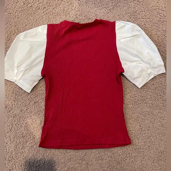 SHEIN Puff Sleeve Form Fitting Knitted Tee - Picture 8 of 9